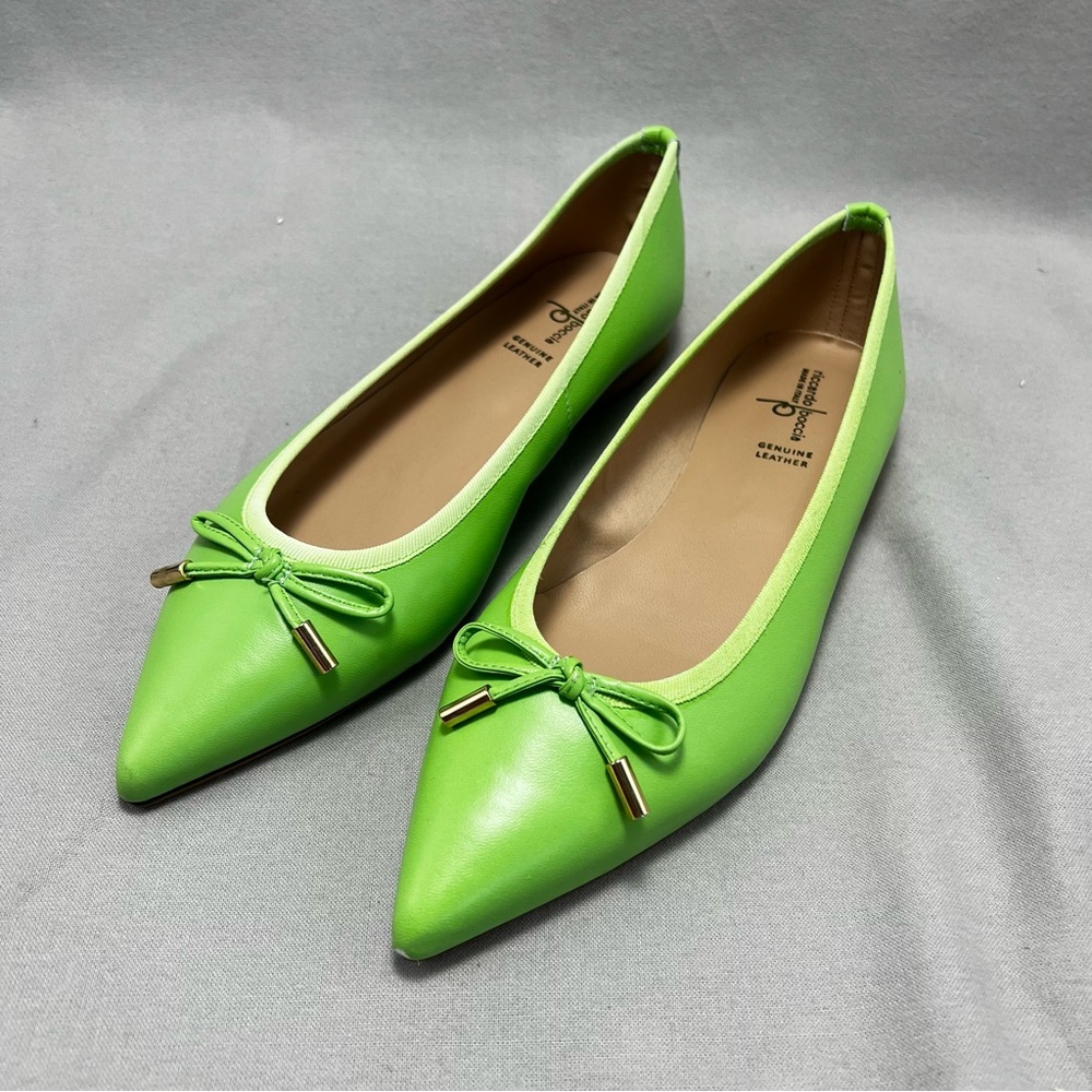 Green Pointed Toe Flats